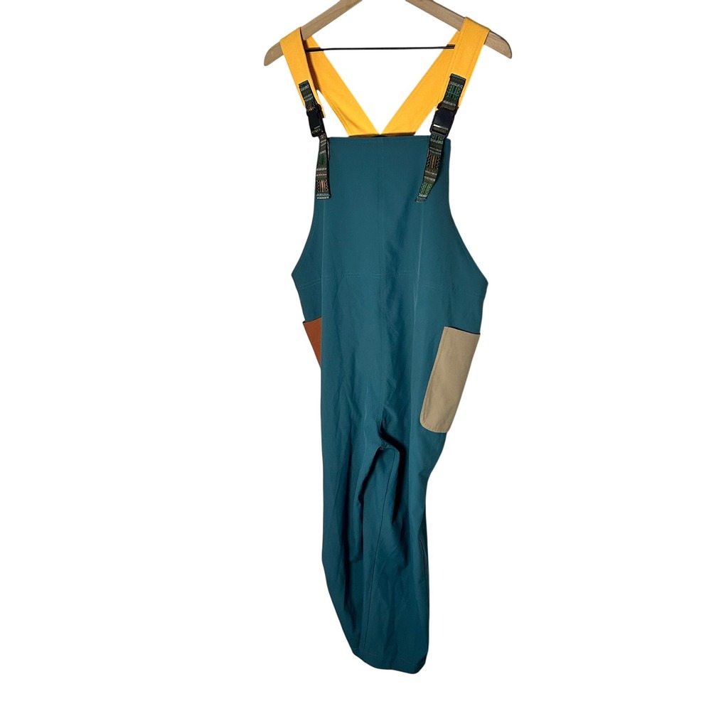 Kavu San Blas Overalls Women Large Teal Colorblock Adjustable Buckle Bibs